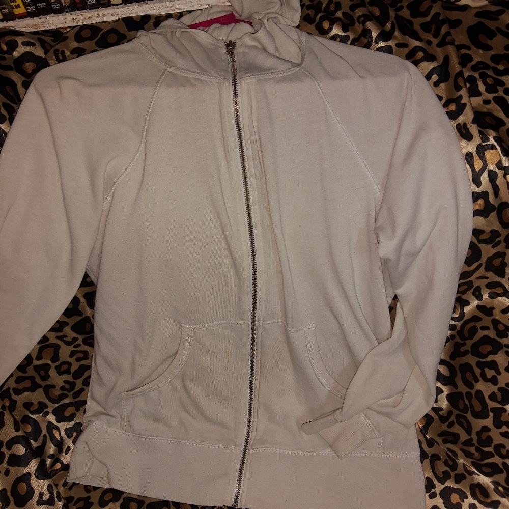 Victoria secret sequinned hoodie, size large white with gold sequins
